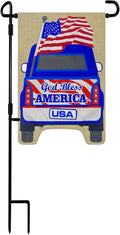 TOPFLAGS Garden Flag Stand with American Garden Flags God Bless America and Car Yard Flag 12x18 Inch Holder Pole Stake Double Side for Outside with Clips and Stopper for Memorial Day 4 th of July-Ruum Studio Home