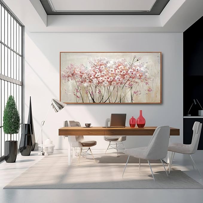 Pink Large Framed Canvas Wall Art Botanical Photo Canvas 29"x58" Artwork for Living Room Kitchen Women Room Decor for Bedroom-Ruum Studio Home