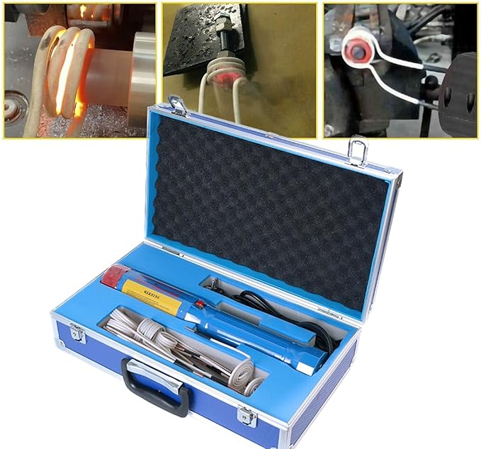 Generic Magnetic Induction Heater, Flameless Bolt Removal Tool, Handhled Induction Heater Kit with 8 Coils & 2 Copper Wires, 1100W Rusty Bolt Removing Tool (Upgraded Rotary Type), Blue-Ruum Studio Home