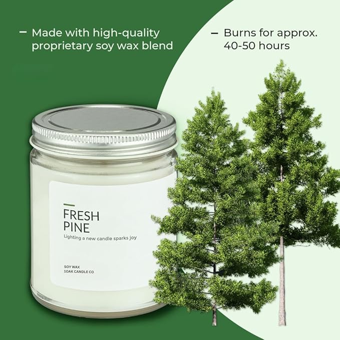 1OAK Soy Wax Candles (Fresh Pine) - Pine Candle - Soy Candles for Home Scented - Long Burning Premium - Hand-Poured (7oz.)-Ruum Studio Home