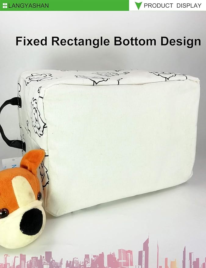 LANGYASHAN Rectangular Storage Bin Collapse Canvas Fabric Cartoon Storage Basket with Handles for Organizing Home Kitchen Boys and Girls Toys Office Closet Shelf Baskets (Rec lion)-Ruum Studio Home