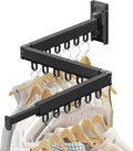 Wall Mounted Clothes Drying Rack, Retractable & Collapsible, Foldable Black-Ring Laundry Hanger-Ruum Studio Home