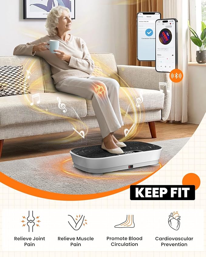 Vibration Plate Exercise Machine - Bluetooth Music & 400LBS Capacity Vibration Plate for Lymphatic Drainage & Weight Loss with 99 Speed Levels, Whole Body Vibration Plate for Home Fitness-Ruum Studio Home