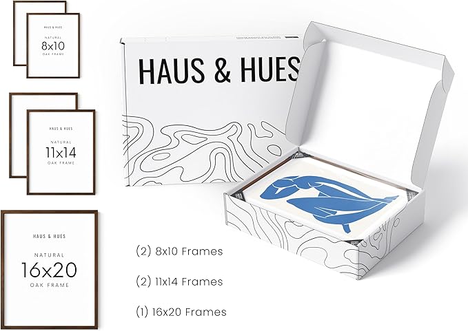 HAUS AND HUES Photo Gallery Wall Frame Set - Set of 5 Walnut Frames for Gallery Wall, Gallery Wall Frames, Multiple Picture Frames for Wall Collage (Two 8x10, Two 11x14, One 16x20 Framed Walnut)-Ruum Studio Home