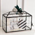 Wedding Card Box with Slot, 12.6'' Large Glass Card Boxes for Reception, Black Geometric Holder, Clear Decorative Storage Box with Lock for Baby Shower, Birthday Party, Christmas, Bridal Shower-Ruum Studio Home