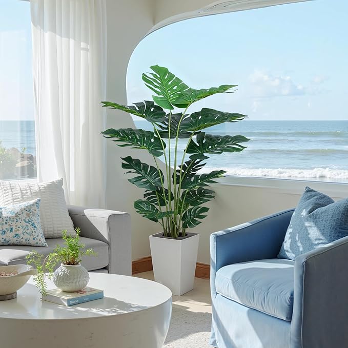 Artificial Monstera Plant 5ft, Realistic Fake Plants with Silk Leaves & Texture Trunk, Artificial Plants for Home Office Decor Indoor Outdoor Housewarming Gift-Ruum Studio Home