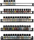 MyGift 16 Inch Wall Mounted Black Metal Nail Polish and Essential Oil Display Shelves, Kitchen Hanging Racks for Seasoning Shakers or Spice Jars, Set of 5-Ruum Studio Home