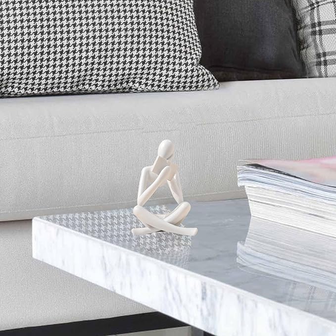 Bookshelf Decor Thinker Statue - Abstract Style Thinker Sculptures Modern Aesthetic Figurine Decoration Statues for Home Decor-Right Thinking-White-Ruum Studio Home