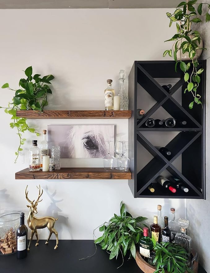 joelsantiques 36 Inch Floating Shelves - 36x9x2 in Wood Wall Shelf, Natural Wooden Home Decor for Bathroom Kitchen Bedroom, Hanging Mounted Invisible Bracket, Medium Brown-Ruum Studio Home