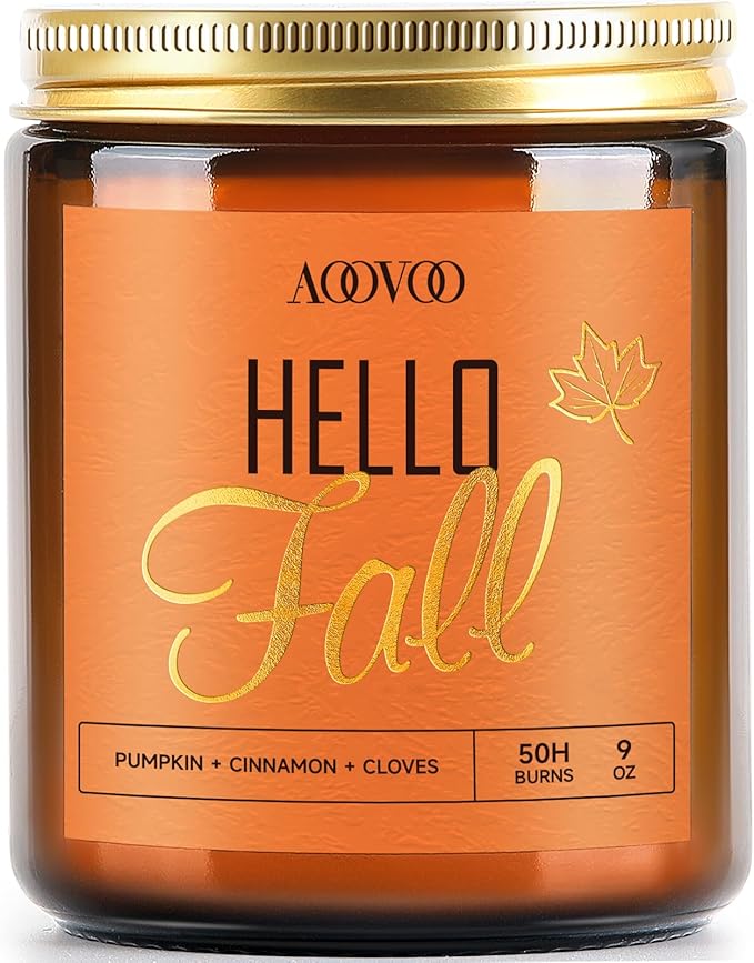 AOOVOO Hello Fall Candles - 9 oz Scented Candles, Aromatherapy Candle, Soy Candle for Home Scented-Ruum Studio Home
