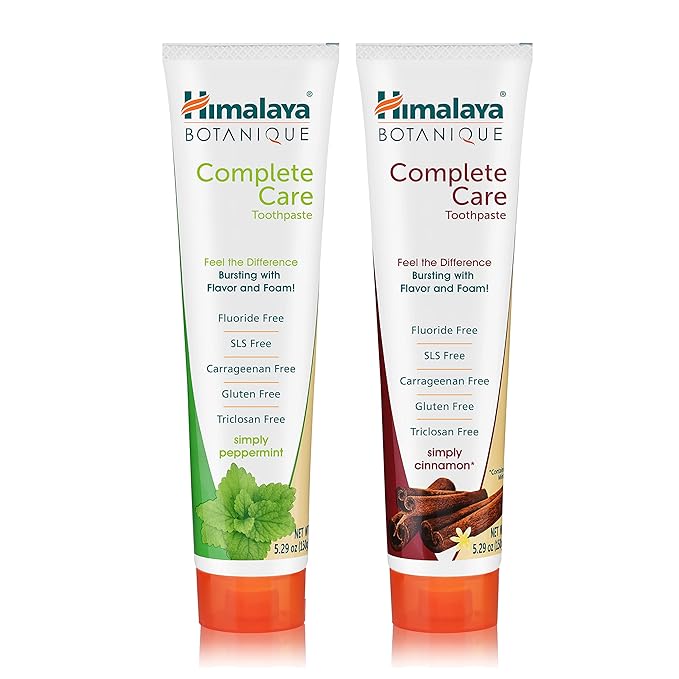 Himalaya Botanique Complete Care Toothpaste, Herbal, Variety Pack, Peppermint and Cinnamon Flavor, Fights Plaque, Freshens Breath, Fluoride Free, No Artificial Flavors, SLS Free, Cruelty Free, 5.29 Oz-Ruum Studio Home