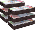 Budding Joy 6 Pack 90L Under bed Storage Containers Organizer Large Capacity Underbed Clothes Storage Bins Organization and Storage Bedroom Foldable Storage Bags with Clear Window Brown-Ruum Studio Home