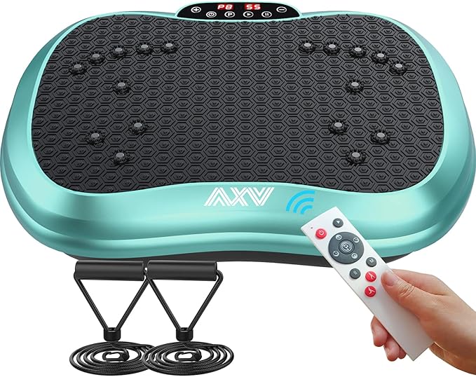 AXV Vibration Plate Exercise Machine Whole Body Workout Portable Mini Vibrate Fitness Platform Lymphatic Drainage Machine for Weight Loss Shaping Toning Wellness Home Gyms Workout (Mini)-Ruum Studio Home