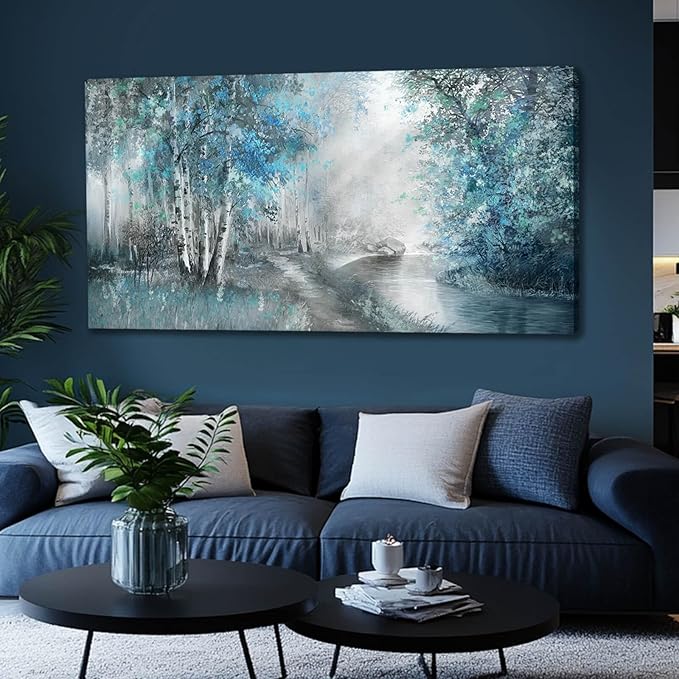 SOUGUAN Forest Wall Art for Living Room Foggy Tree Artwork Sunlight Wall Decor Nature Wall Decorations on Canvas 24"x48" Wall Paintings Ready to Hang-Ruum Studio Home