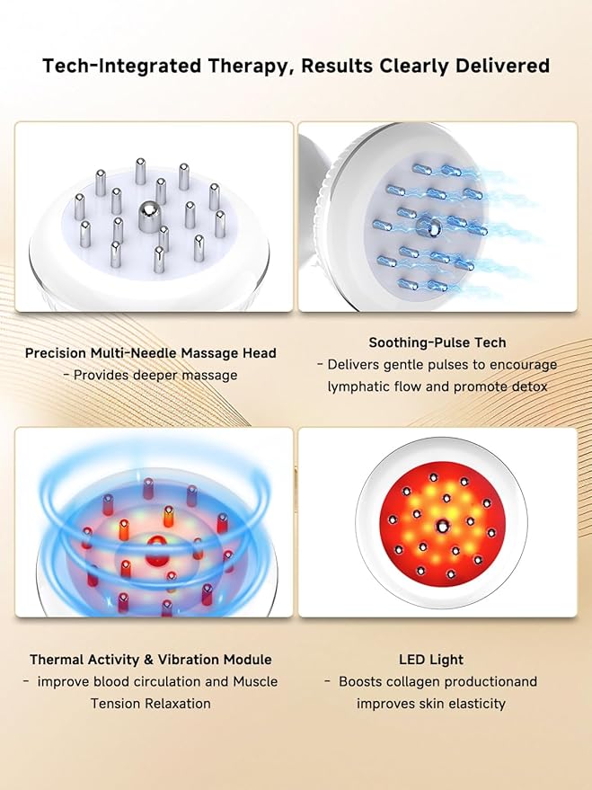 Lymphatic Drainage Massager, Electric Anti Cellulite Massage Tool, Helps Reduce Stretch Marks & Cellulite for Legs & Arms & Belly, Body Sculpting Machine with Microcurrent, Light, Heat & Vibration-Ruum Studio Home
