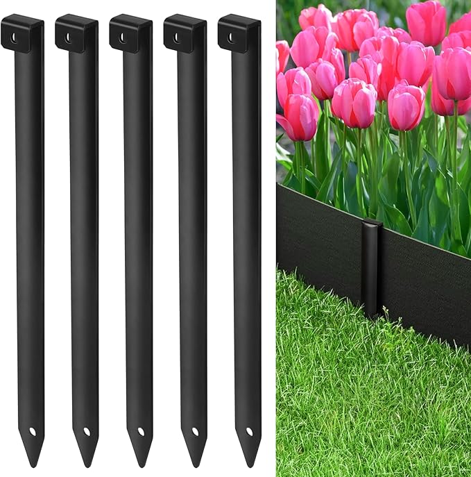 Landscape Edging Metal Stakes - 20 Pcs, 10 Inch Garden Landscape Stakes, High Carbon Steel Landscape Anchoring Stakes for Flowerbed Edging, Outdoor Tent and Landscape Edging Coil-Ruum Studio Home