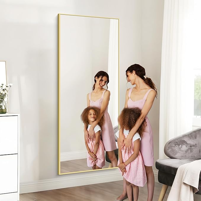 30x72inch Bathroom Mirror, Gold Rectangle Mirror with Thin Metal Frame, Large Rectangular Wall Mirrors for Bathroom, Living Roomm, Hair Salon, Big Farmehouse Mirror Hang Horizontal/Vertical-Ruum Studio Home