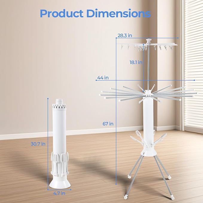 3 Tier Portable Clothes Drying Rackwith 4 Pulleys,Indoor and Outdoor Collapsible Rack Clothing with Shoe Drying Rack for Space Saving-Ruum Studio Home