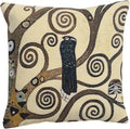 C Charlotte Home Furnishings Inc Lebensbaum Bird Belgian Cushion Cover | Pure Cotton Decorative Cushion Case | Cushion Cover for Indoor Use | 17x17 Inch Cushion Cover for Living Room I By Gustav Klimt-Ruum Studio Home