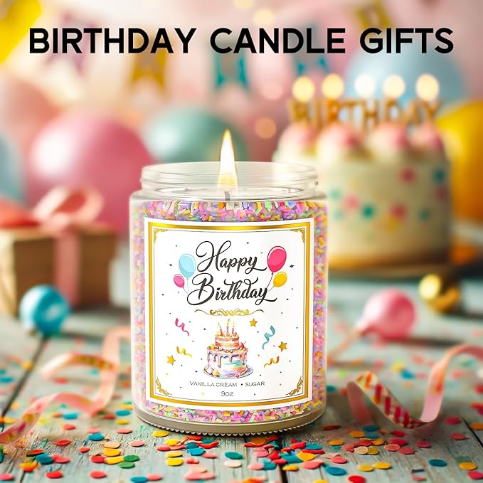 Birthday Candles - 9 oz Happy Birthday Candle with Vanilla Birthday Cake Scent, Gifts for Women & Men, Friendship Ideas-Ruum Studio Home