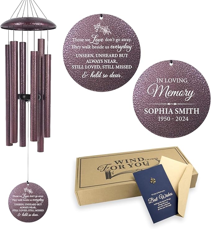 ASTARIN Personalized Wind Chimes Memorial, Sympathy Wind Chime Sorry for Your Loss Gifts, in Memory of Loved One Gift for Women Friend Loss of Husband Wife(Produced in USA)-Ruum Studio Home