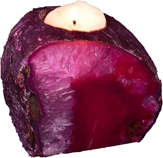 AMOYSTONE Dual-Purpose Agate Stone, 1-1.5lb Plant Terrarium & Candle Holder Base, for Boho Home Office Accent-Ruum Studio Home