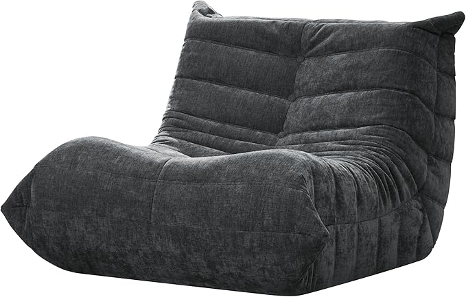 Bean Bag Chairs for Adults Giant Bean Bag Chair Memory Foam BeanBag Chair Big Bean Bag Sofa with Filler Faux Fur Fireside Beanbags Lazy Sofa for Living Room Bedroom Dorm Office (Darkgrey Chenille)-Ruum Studio Home