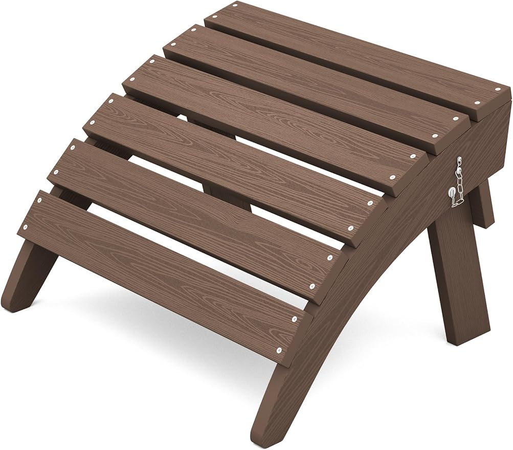 KINGYES Folding Adirondack Ottoman for Adirondack Chair, Brown-Ruum Studio Home