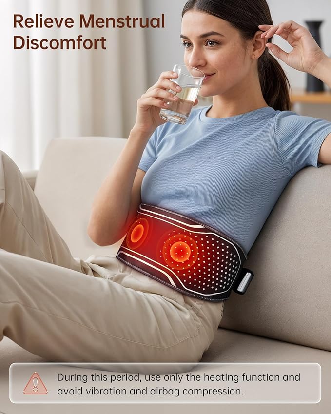 Lower Back Massager with Heat, Heating Pad for Back Pain Relief, Wrap Around Heating Pad with 4 Heat 3 Vibration, Adjustable Size, Touchscreen Control, Gifts for Women Men Mom Dad-Ruum Studio Home