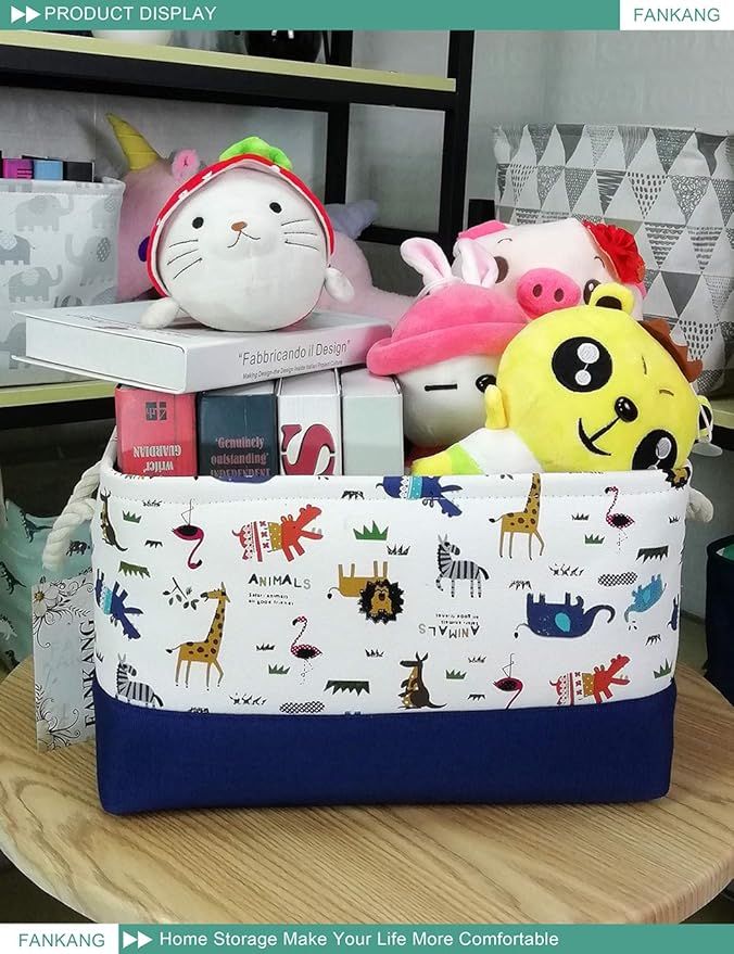 FANKANG Rectangular Laundry Basket Nursery Storage Fabric Storage Bin Storage Hamper,Gift Baskets (Animals)-Ruum Studio Home