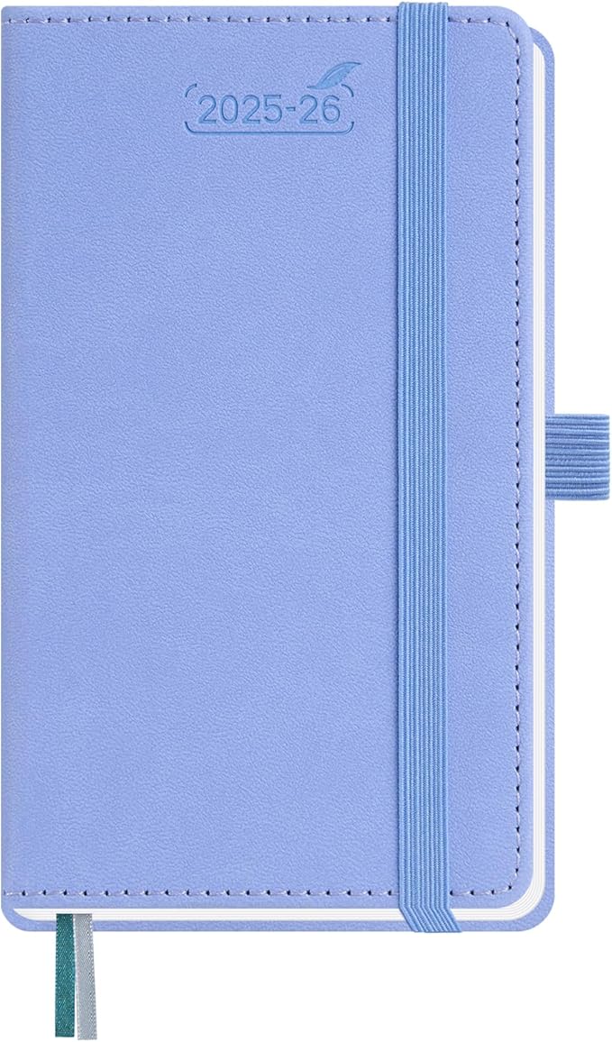BEZEND Pocket Planner 2025-2026 Weekly and Monthly, 3.5" x 6" Academic Planner (Jul 25-Dec 26) 18-Month Mid-Year Calendar Book, Storage Pocket, Pen Holder, PU Leather Hardcover - Cornflower-Ruum Studio Home