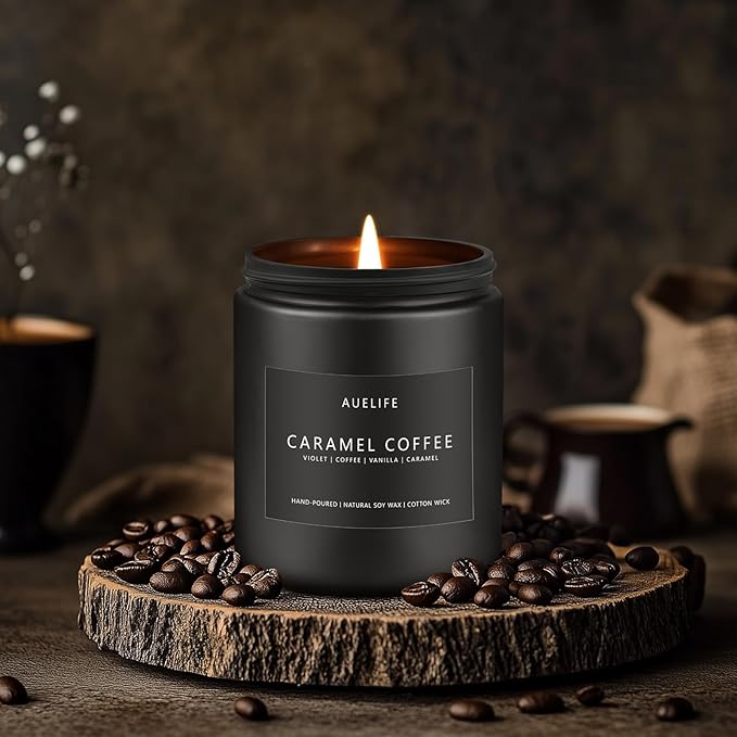 Scented Candles Set | Gifts for Men - 4Pack Candle Masculine Candle, Soy Candles for Home Scented, Aromatherapy Gifts Scents of Caramel Coffee/Whiskey Tobacco/Rum & Oak/Vintage Leather-Ruum Studio Home
