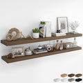 RICHFOCUS 72Inch Floating Shelves for Wall 2 Pack Shelves for Bedroom|Kitchen|Bathroom Wall Mounted Rustic Wood Floating Shelf with Invisible Brackets for Books|Storage|Decor, Walnut-Ruum Studio Home