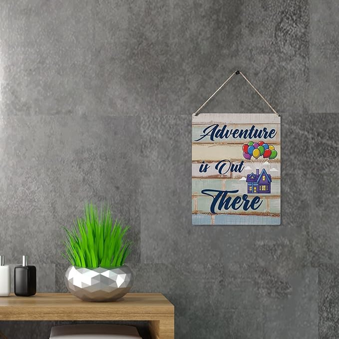 Qious Inspirational Signs Gift Farmhouse Adventure is Out There Wooden Hanging Sign Rustic Art Wall Home Living Room Bedroom Kitchen Decoration 10 x 8 Inches-Ruum Studio Home