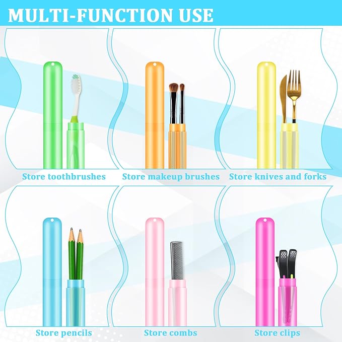 SIKEMAY 100 PCS Toothbrush Holder Bulk, Toothbrush Case Cover, Portable Plastic Dust Proof Breathable, Holder for Travel, Bathroom, Indoor, Outdoor, Trip, Camping, School-Ruum Studio Home