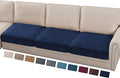PrinceDeco Velvet Couch Cushion Covers 3 Pieces Velvet Separate Couch Cover Stretch Sofa Slipcover Washable Furniture Protector for Sectional Sofa(Each Width Up to 40", Navy)-Ruum Studio Home