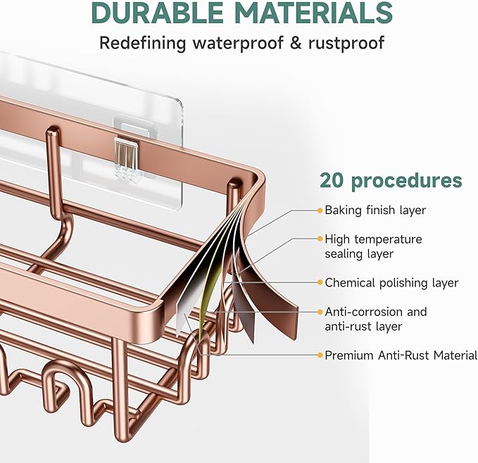 Veken Shower Caddy 6-Pack, No Drilling & Rustproof, Waterproof Adhesive Shelves Rack with Soap Holder, Large Capacity Bathroom Organizers and Storage, Wall-Mounted Kitchen & Home Decor-Ruum Studio Home