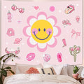 Lunerfex Y2K Tapestry Pink Sun Wall Tapestry, Cute Tapestries for Bedroom Funny Tapestries Wall Hanging for Bedroom Living Room Decor Pink-7 44"x60"-Ruum Studio Home