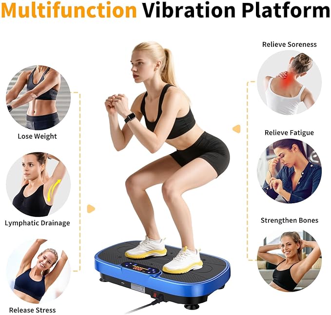 Vibration Plate Exercise Machine, Vibrating Plate Machine with Bluetooth for Lymphatic Drainage, Vibration Platform for Women Men Full Body Weight Loss-Ruum Studio Home
