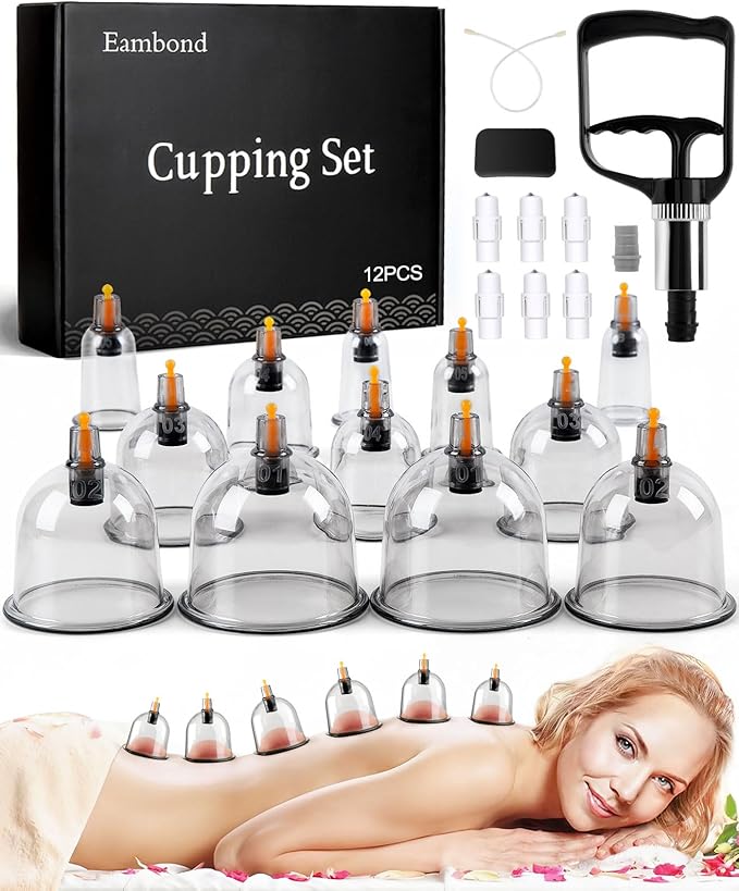 Cupping Kit for Massage Therapy, Silicone Physical Chinese Therapy Cupping Set at Home, Professional Muscle Cupping Tool with Pump & Vacuum Cups for Cellulite Reduction-Ruum Studio Home