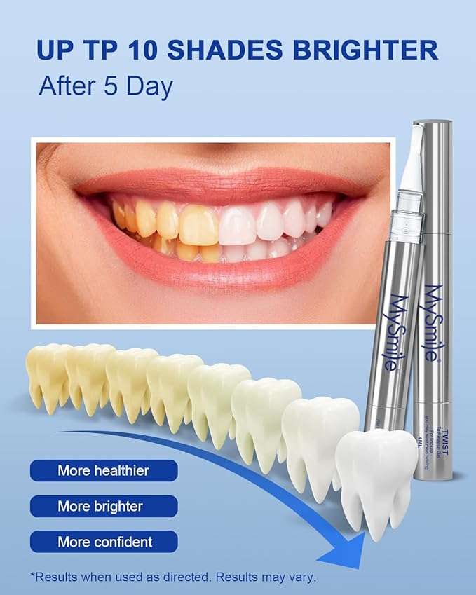 MySmile Teeth Whitening Pen 30+ Treatment Enamel Safe Tooth Whitening Gel for Teeth Sensitive-10 Min Fast Whitening Teeth-Helps to Remove Stains from Coffee, Smoking, Wines-Mint Flavor-Ruum Studio Home