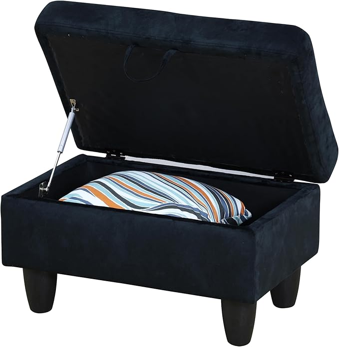 Ottoman Rectangular Storage Ottoman Bench, Flannel Footrest Stool Footstool with Lid for Living Room, Bedroom, Entryway, Brown, 28.5"x19"x17.5"-Ruum Studio Home
