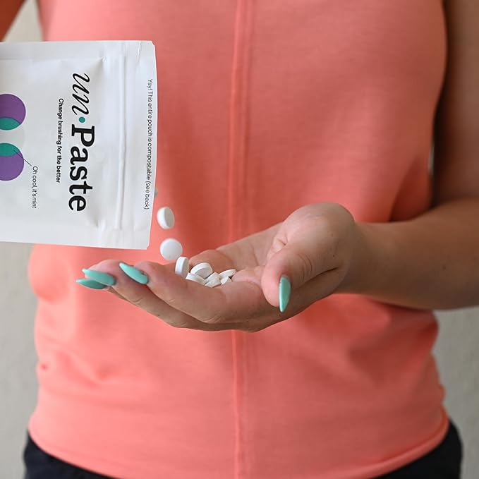 New Formula, Unpaste Toothpaste Tablets, Fluoride Mint, Xylitol Free, Vegan, Plastic Free, Travel-Friendly, Resealable Packet, 250ct, 4 Month Supply-Ruum Studio Home