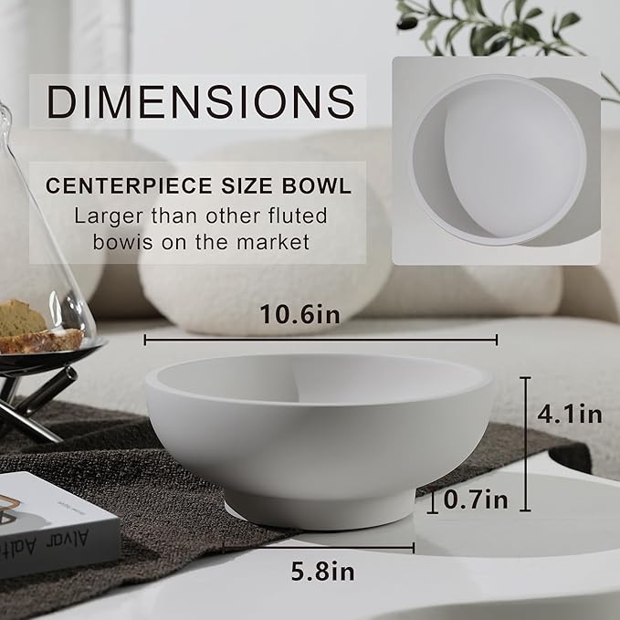 Concrete Fruit Bowl for Kitchen Counter - Modern Home Decor, Large Decorative Bowl for Fruits, Keys, and Candy, Durable and Stylish Design-Ruum Studio Home