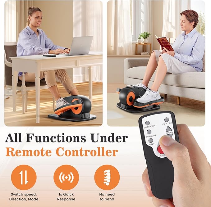 Under Desk Elliptical Machine, Ellipse Exerciser as Seen on TV for Seniors with Remote Control & 12 Adjustable Speeds, Elliptical Machine for Home-Ruum Studio Home