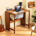 31.5" Bamboo Folding Desk,Space-Saving Computer Desk for Small Spaces, Foldable Study Table for Bedroom, Home Office, Dorm, Apartment（Brown-Ruum Studio Home