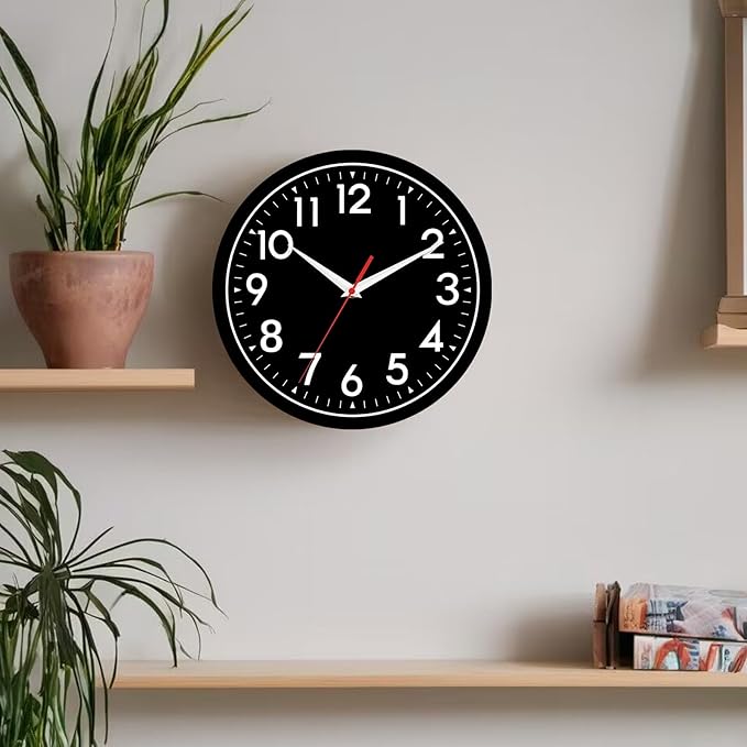 Wall Clock Small Analog 8 Inch Silent Non Ticking Battery Operated Modern Simple Decorative for Kitchen Office Bedroom Bathroom Living Room-Ruum Studio Home
