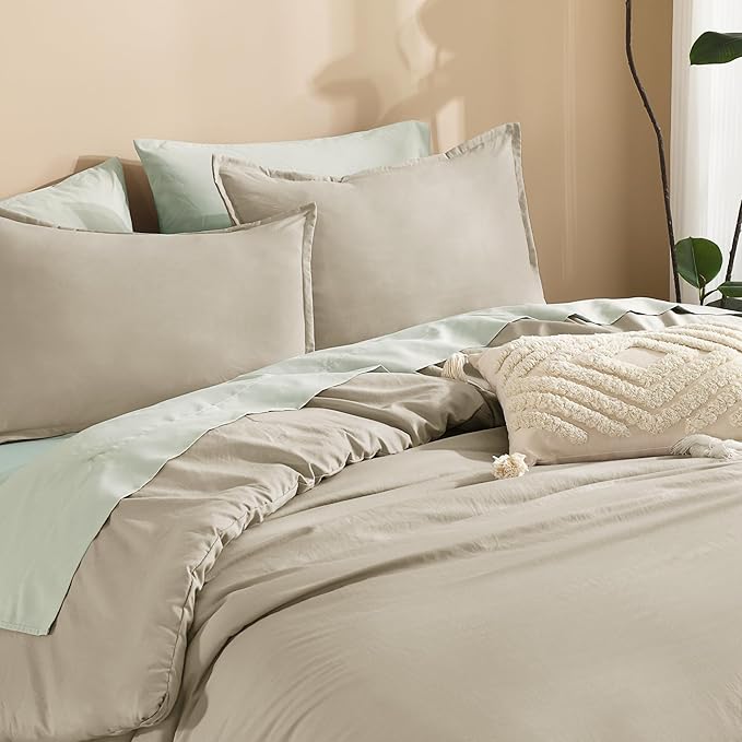 Litanika Comforters Oatmeal Oversized King Size, 3 Pieces Lightweight Solid Bedding Comforter Set, All Season Fluffy Bed Set (120x98In Comforter & 2 Pillowcases)-Ruum Studio Home