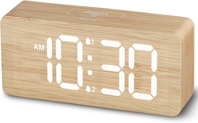 uscce Wooden Digital Alarm Clocks for Bedrooms: Dimmable Dual Alarm Clock with Large Numbers for Bedside Desk - Loud Alarm for Heavy Sleepers with Volume Control - Wood Decor & Gifts-Ruum Studio Home