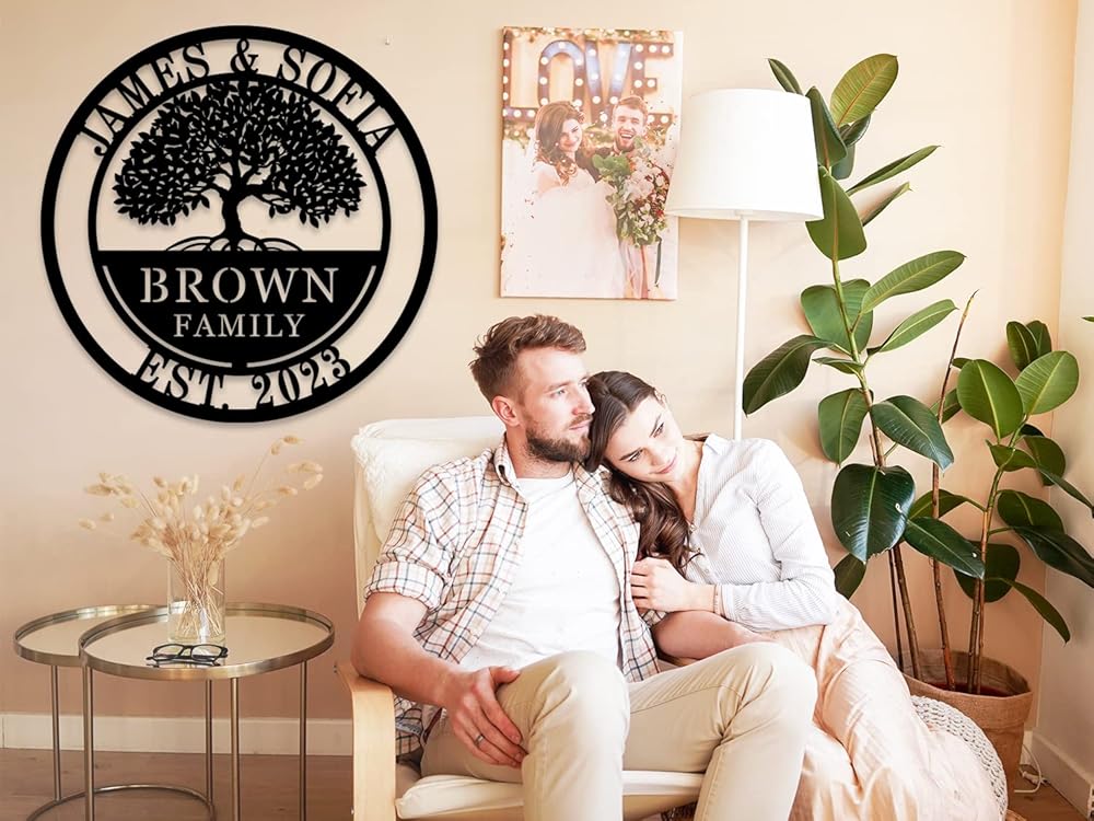 Custom Tree of Life with Roots Family Name Sign, Personalized Metal Sign-Ruum Studio Home